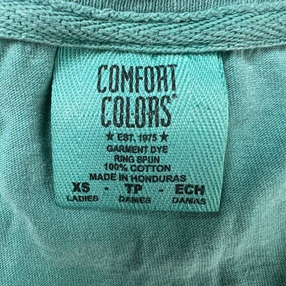 Women's Y2K Comfort Colors Blue Casual Basic Cotton Short Sleeve T-Shirt / XS - Picture 5 of 5